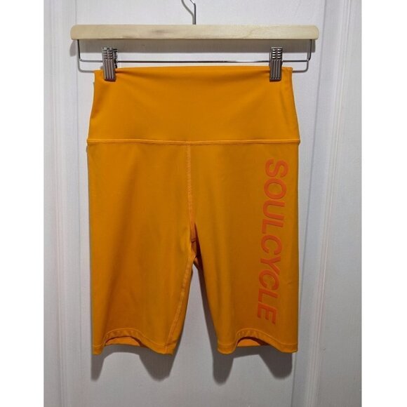 SoulCycle | Milestone High Rise logo Bike Short 8" in Orange - Picture 1 of 8